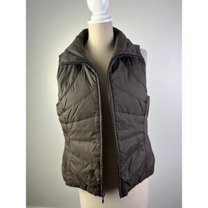 Kenneth Cole Quilted‎ High-Neck Puffer Vest Brown Sleeveless Jacket Brown Zip L